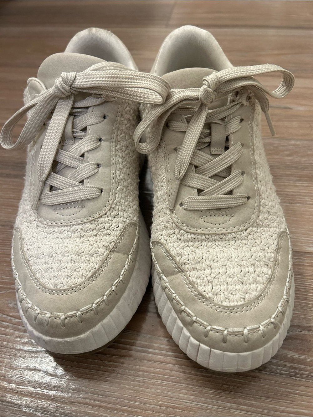 Dolce Vita Women's Knit Lace-Up Sneakers in Cream